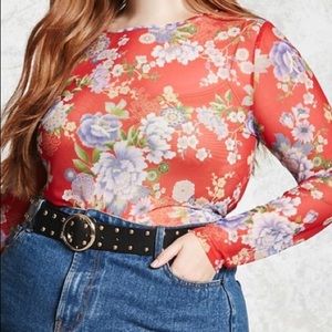 Forever 21 Plus Size Floral Mesh Top